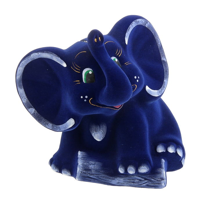 Копилка "Слон" флок, синяя