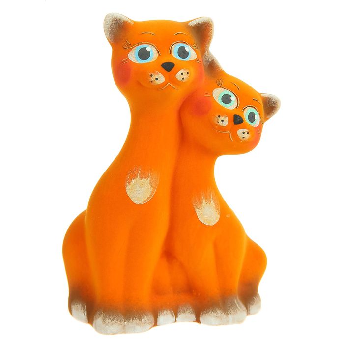 Копилка "Коты вместе" флок, оранжевая