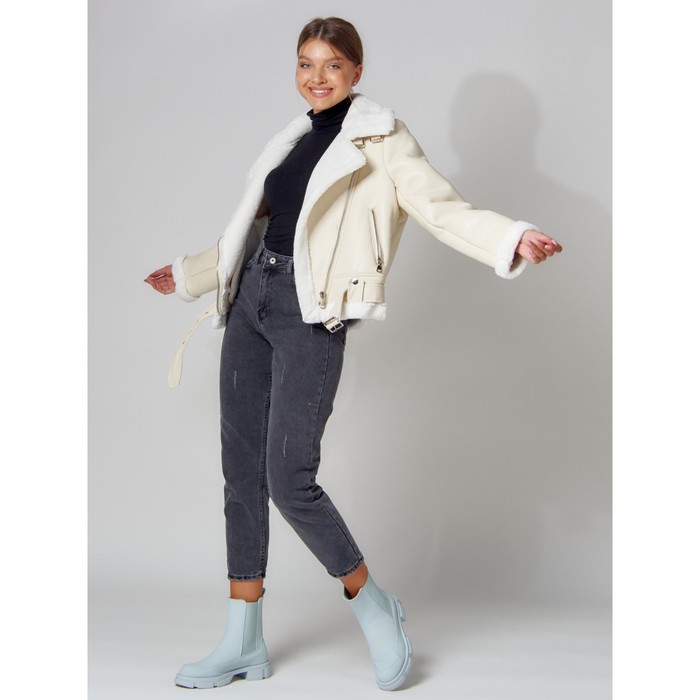 

Дублёнка авиатор женская, цвет бежевый, размер 48