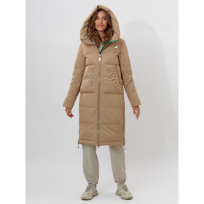 Пальто утеплённое женское, цвет бежевый, размер 48 пальто утеплённое женское цвет чёрный размер 48