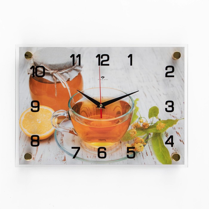 Часы настенные, интерьерные Чай с мёдом 25х35 см, бесшумные