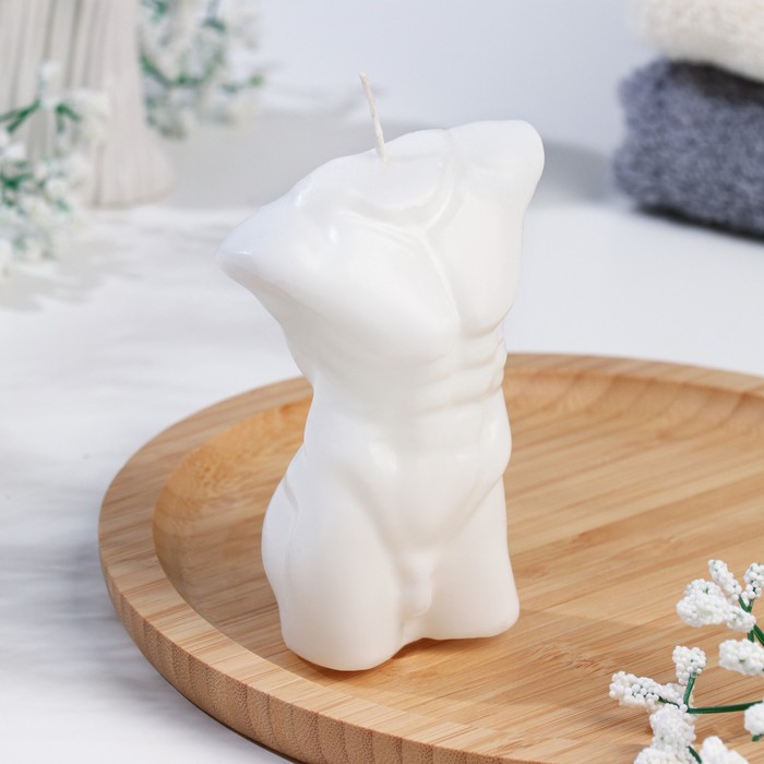 Свеча фигурная Мужской торс, 10 см, белый фигурная свеча торс женский хрусталь молочная 10см
