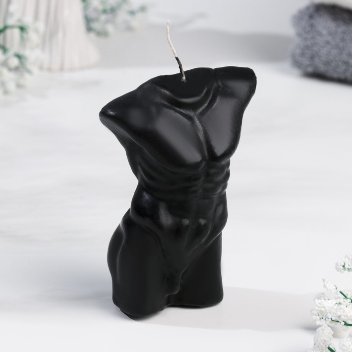 Свеча фигурная Мужской торс, 10 см, черный фигурная свеча торс женский хрусталь молочная 10см 7311028