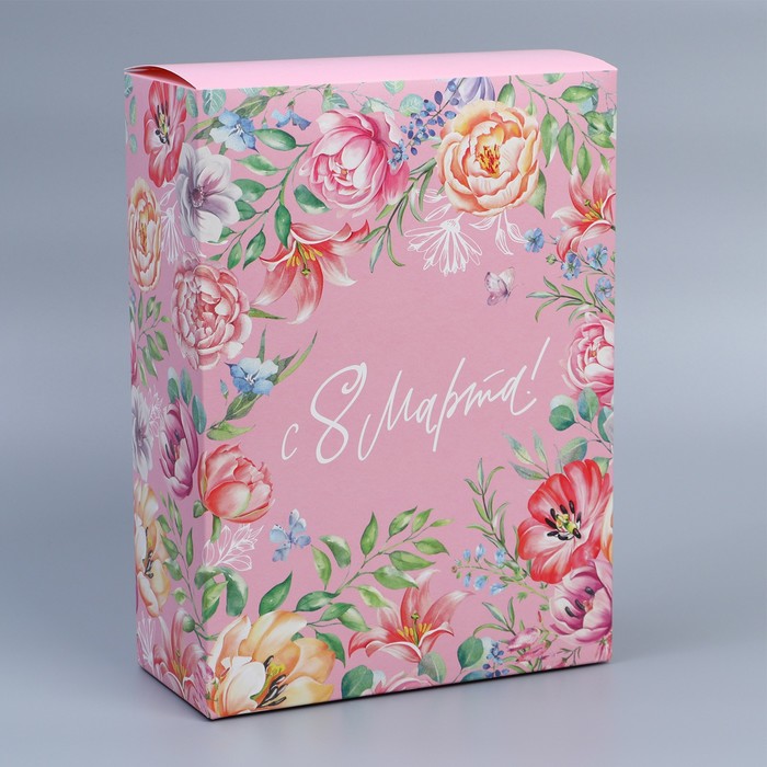Коробка подарочная складная, упаковка, «8 марта», 22 х 30 х 10 см коробка подарочная 8 марта розовая 22 х 16 х 5 см