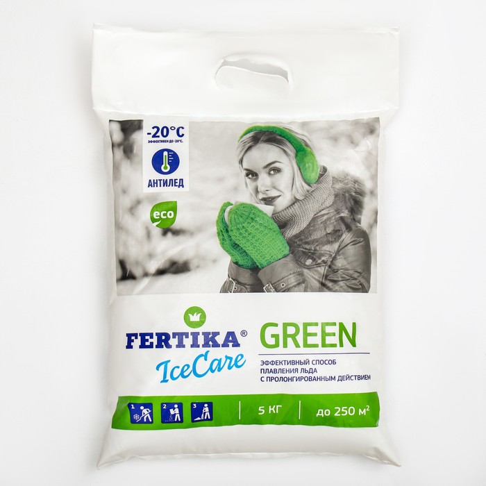 Противогололёдный реагент Fertika IceCare Green   -20С   5 кг