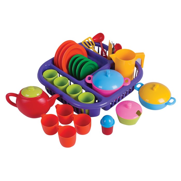 Набор посуды в корзине, 42 предмета, цвет фиолетовый набор посуды в корзине 42 предмета цвет фиолетовый
