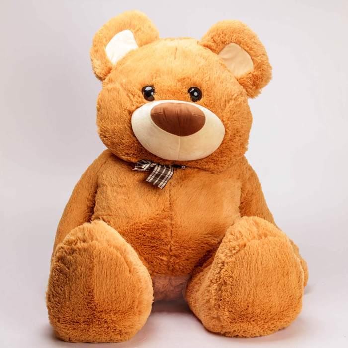 Мягкая игрушка "Медведь с бантом в сердечко", цвет бежевый