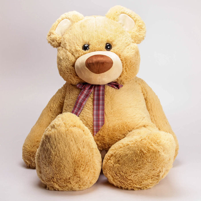 Мягкая игрушка "Медведь с бантом в сердечко", цвет бежевый