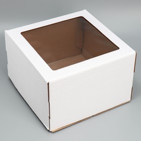 купить Коробка для торта с окном Белая 30 х 30 х 19 см
