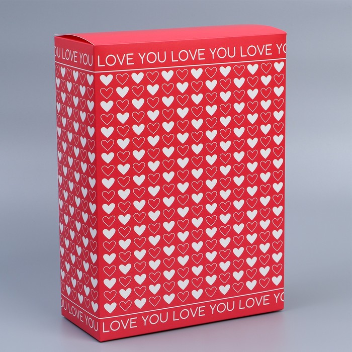 Коробка подарочная складная, упаковка, «Сердца», 22 х 30 х 10 см коробка складная сердца крафт 10 х 8 х 3 5 см