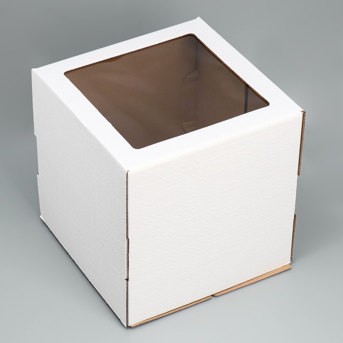 коробка для торта с окном белая 30 х 30 х 30 см Коробка для торта с окном, кондитерская упаковка «Белая» 29 х 29 х 30 см
