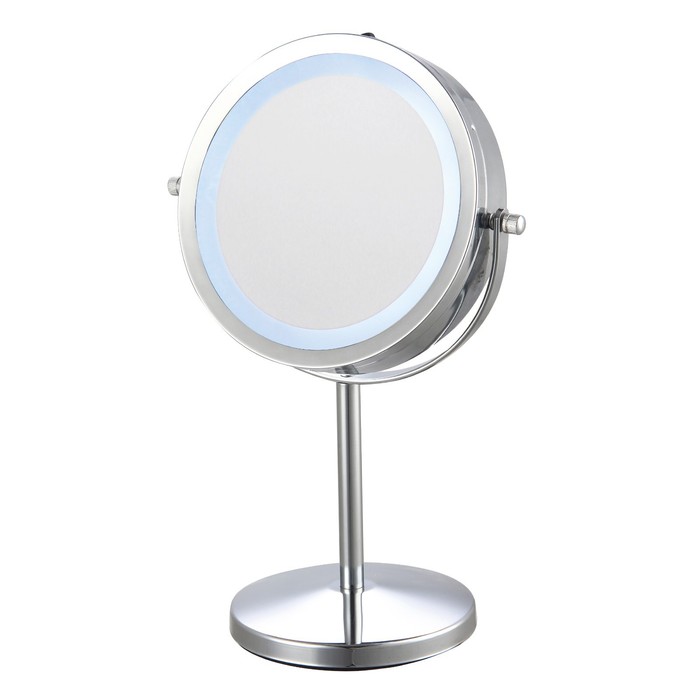 Зеркало косметическое настольное UniStor AURA, двухстороннее, d=17см, с LED подсветкой