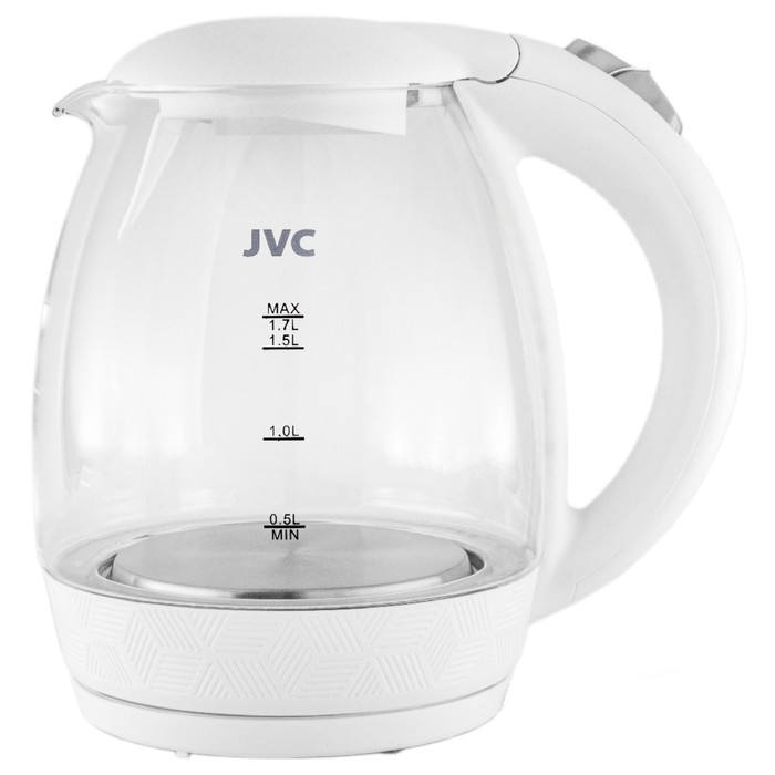 Чайник электрический jvc JK-KE1514, стеклянный, 2200 Вт, 1.7 л, белый