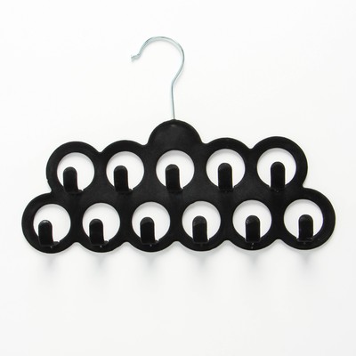 УЦЕНКА Вешалка для ремней и галстуков Доляна, 11 крючков, флокированное покрытие, 30,5×20,5 см, цвет чёрный