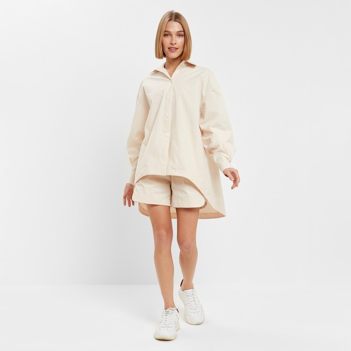

Костюм женский (рубашка, шорты) MINAKU: Oversize цвет молочный, размер 44