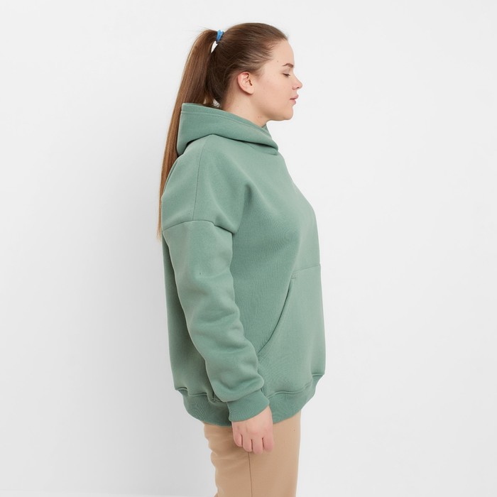 фото Худи с капюшоном начёс, цвет оливковый, размер 52 руся