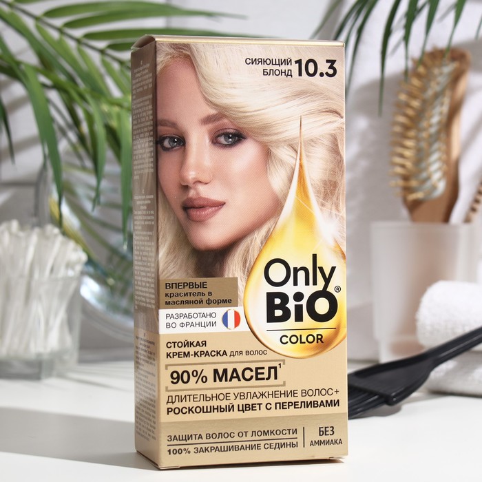 Стойкая крем-краска для волос серии Only Bio COLOR тон 10.3 сияющий блонд. 115 мл