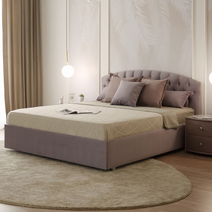 Кровать «Пальмира» без ПМ, 150×190 см, премиум велюр, цвет пыльная сирень кровать пальмира без пм 170×200 см премиум велюр цвет пыльная сирень
