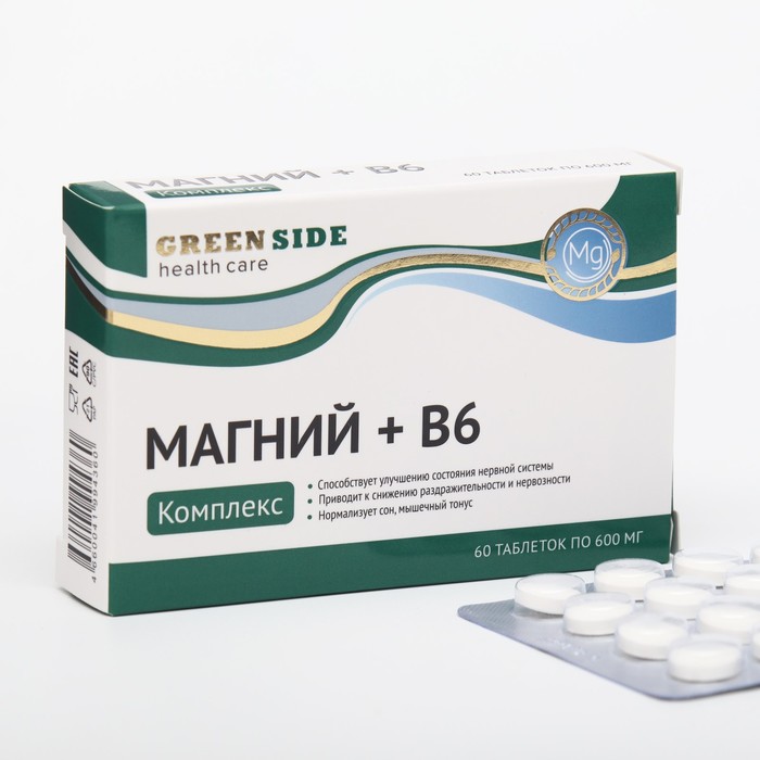 цена Магний + В6, 60 таблеток, 600 мг