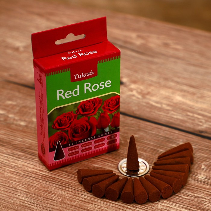 Благовония Tulasi 15 аромаконусов Красная роза