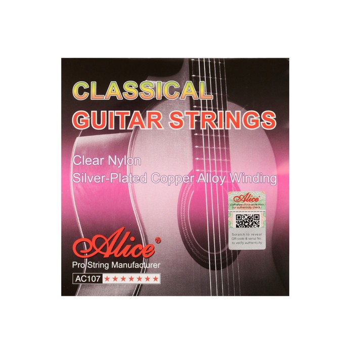 фото Струны для классической гитары ac107-n, нейлон, посеребренные, alice