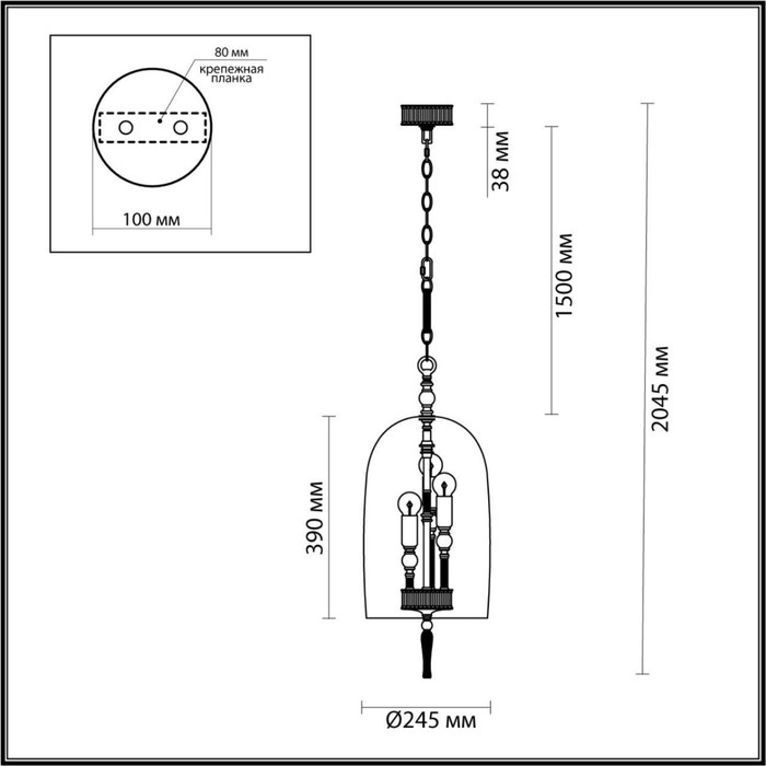 

Подвес Bell 3x40W E14 204,5x204,5 см