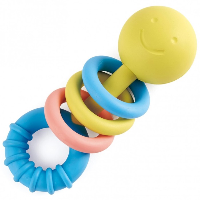 Прорезыватель-погремушка для новорождённых «Улыбка», с цветными кольцами фото