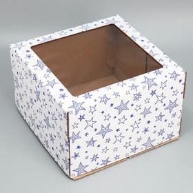 Коробка для торта с окном «Звёзды» 30 х 30 х 19 см