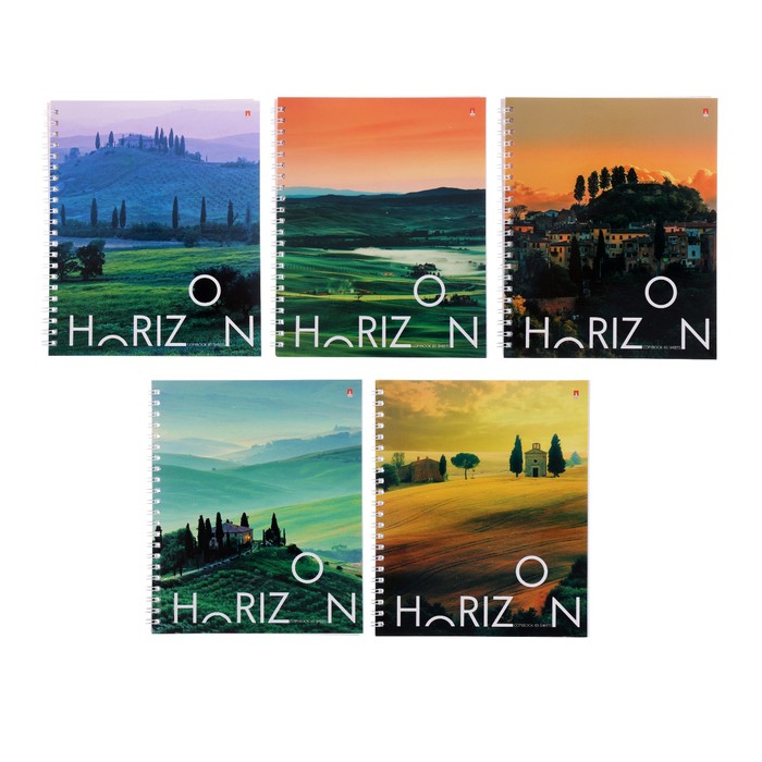 Тетрадь 80 листов клетка на гребне "Природа", картонная обложка, 4 вида МИКС