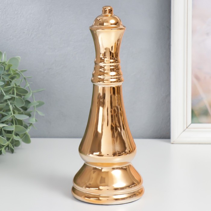 Сувенир керамика Шахматная фигура. Ферзь золото 25х9,5х9,5 см
