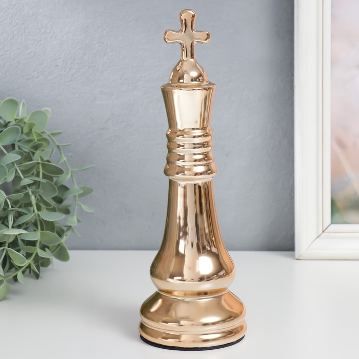 Сувенир керамика Шахматная фигура. Король золото 25х8,2х8,2 см сувенир керамика шахматная фигура ферзь серебро 25х9 5х9 5 см