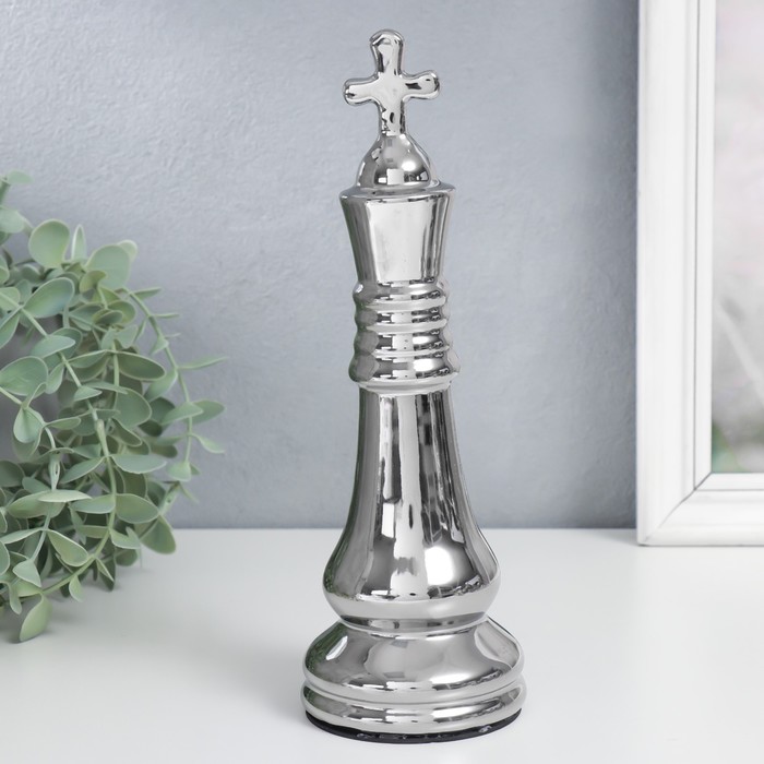 Сувенир керамика Шахматная фигура. Король серебро 25х8,2х8,2 см сувенир керамика шахматная фигура слон серебро 20х8х8 см