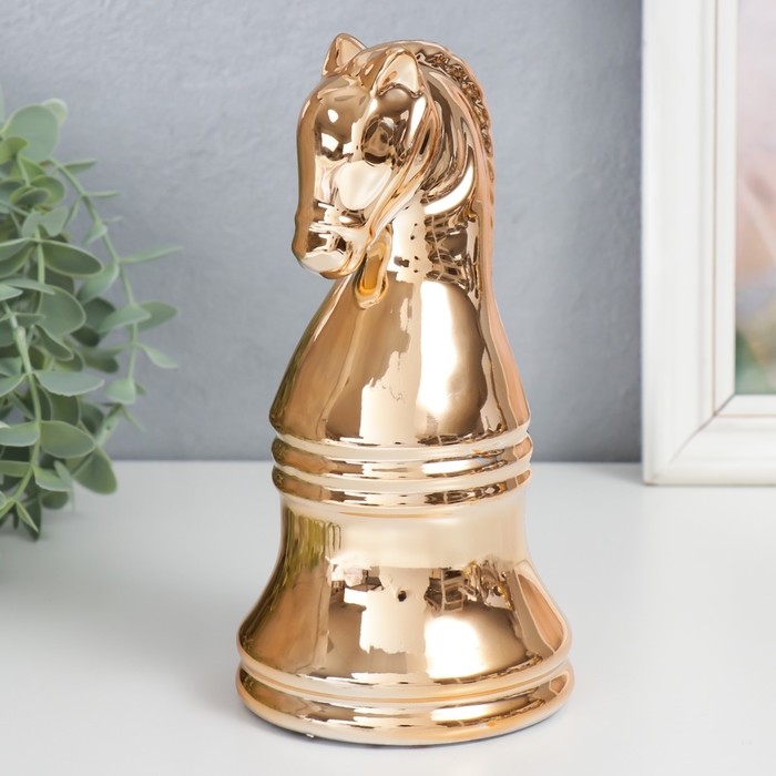 Сувенир керамика Шахматная фигура. Конь золото 20,5х10х10 см 