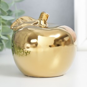 Сувенир керамика 'Золотое яблоко с листочком' 9,5х10,5х9,5 см Ош