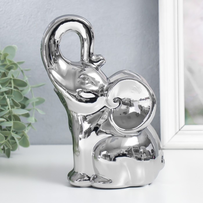 Сувенир керамика Слон серебро 20х12х9 см 