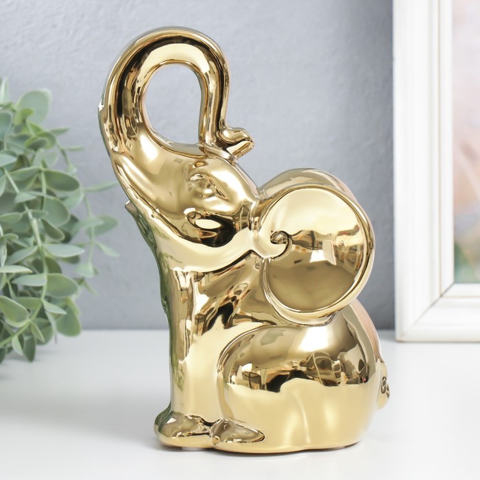 Сувенир керамика Слон золото 20х12х9 см сувенир керамика шахматная фигура слон золото 20х8х8 см