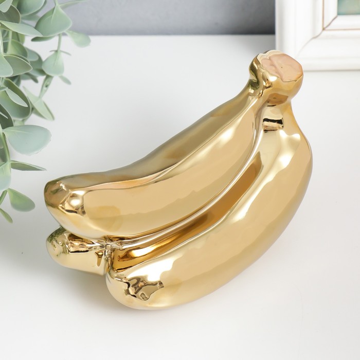 Сувенир керамика Связка бананов золото 9х17х7,5 см