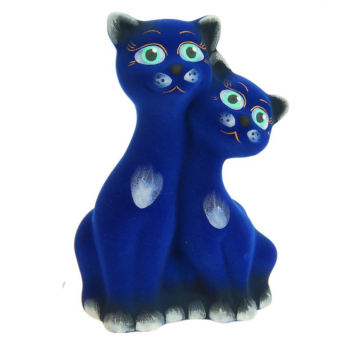 Копилка "Коты вместе" флок, васильковая