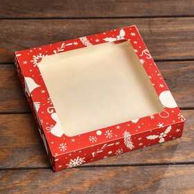 

Коробка складная "Новогодний узор", красная, 20 х 20 х 4 см