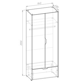 

Шкаф 2-х створчатый Мико 840х480х2050 белый/бриллиант/Бетон