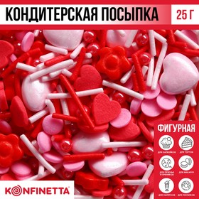 Посыпка кондитерская фигурная пасха «Сердечки»: красная, розовая, 25 г.