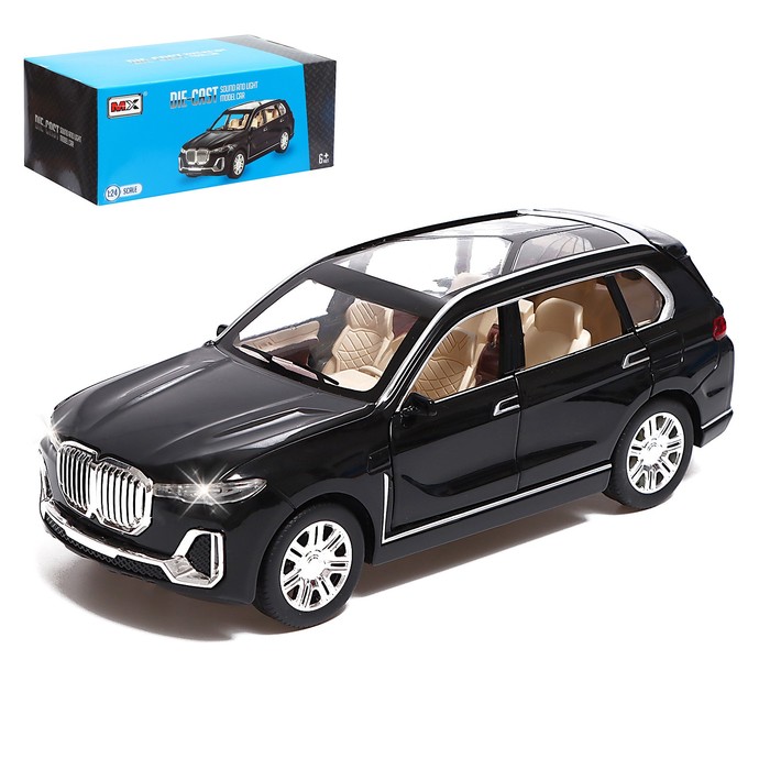 Машина металлическая BMW X7, 1:24, открываются двери, капот, багажник, цвет чёрный машина металлическая bentley continental supersports isr 1 24 открываются двери капот багажник свет звук