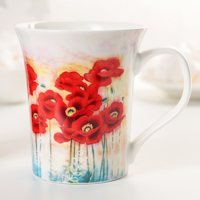 Кружка 300 мл "Томные маки", цвета МИКС