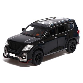 Машина металлическая Nissan Patrol, масштаб 1:24, открываются двери, капот, багажник, цвет чёрный