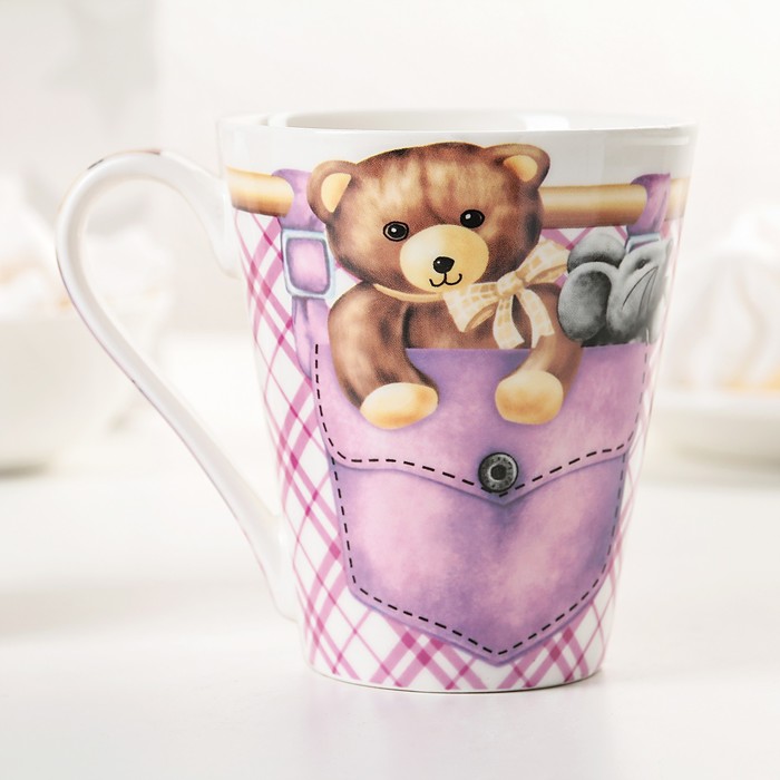 Кружка 300 мл "Мишка в кармане", цвета МИКС