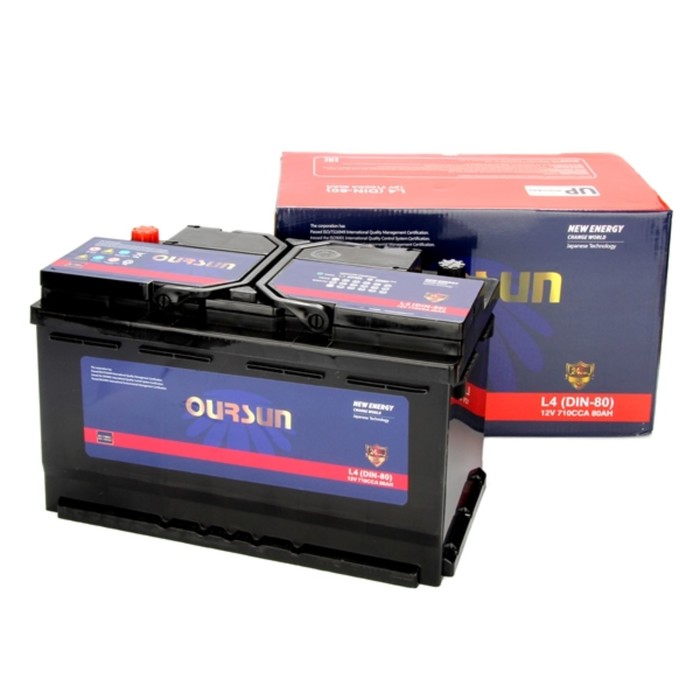 

Аккумулятор OURSUN DIN L4, 80 Ah, 710 A, 312x173x190, обратная полярность