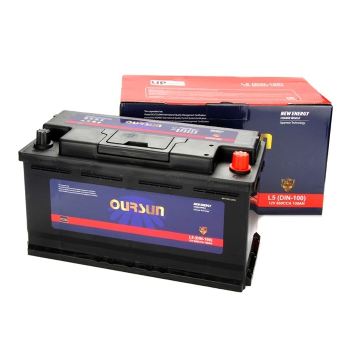 

Аккумулятор OURSUN DIN L5, 100 Ah, 850 A, 351x174x190, обратная полярность
