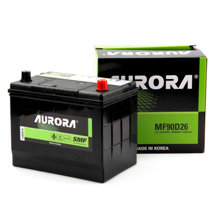 Аккумулятор AURORA JIS MF-90D26R, 72 Ah, 630 A, 257x172x220, обратная полярность