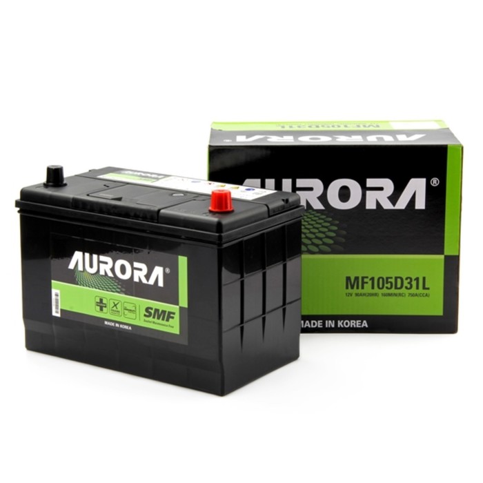 Аккумулятор AURORA JIS MF-105D31L, 90 Ah, 750 A, 302x172x220, обратная полярность