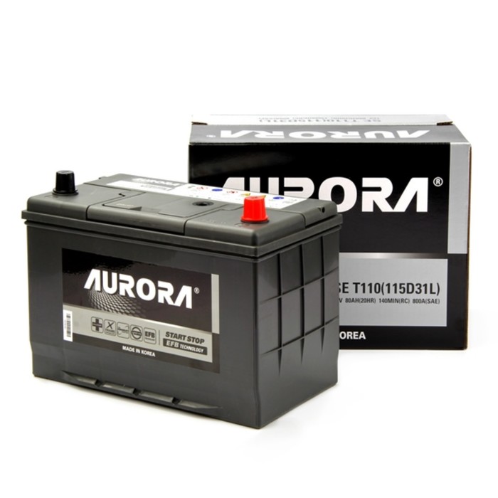 Аккумулятор AURORA JIS EFB T110, 80 Ah, 800 A, 302x172x220, обратная полярность